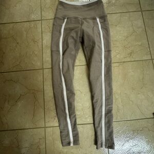 Brown Leggings with White Stripes